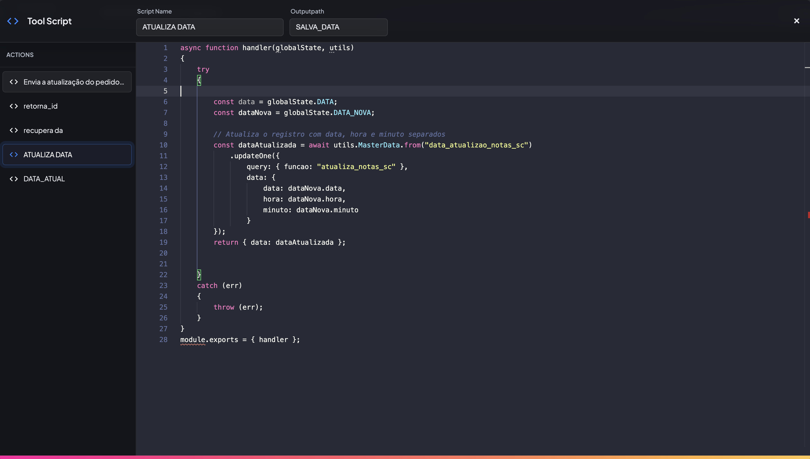 Interface do Toolscript